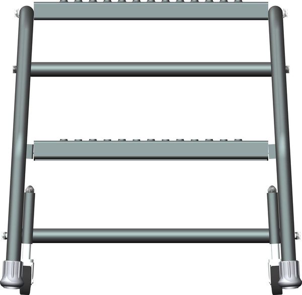 19 in H Steel Rolling Ladder, 2 Steps