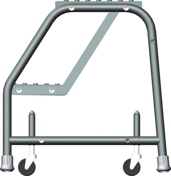 19 in H Steel Rolling Ladder, 2 Steps