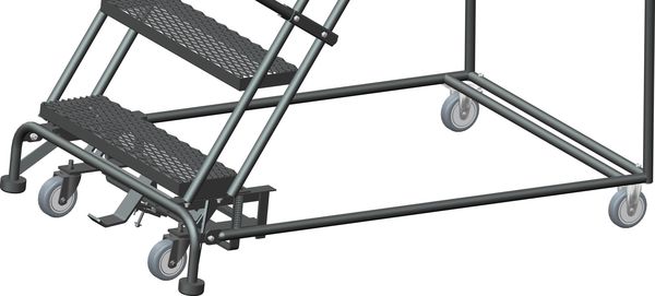 103 in H Steel Rolling Ladder, 7 Steps