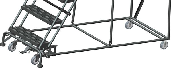 133 in H Steel Rolling Ladder, 10 Steps