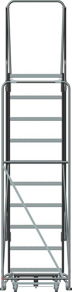 133 in H Steel Rolling Ladder, 10 Steps