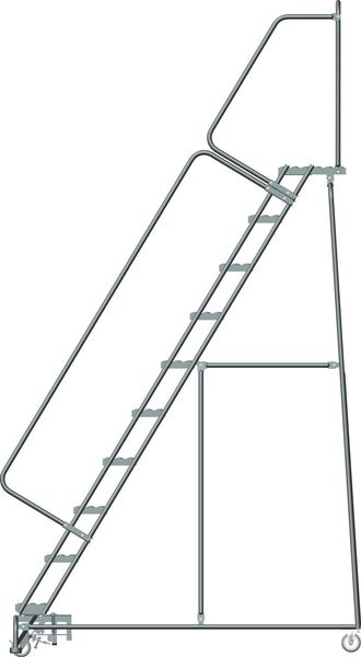 133 in H Steel Rolling Ladder, 10 Steps