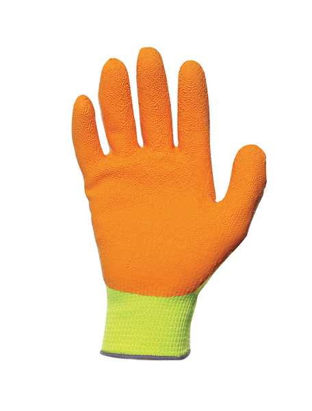 Natural Rubber Latex Coated Gloves, Palm Coverage, Orange/Yellow, S, PR