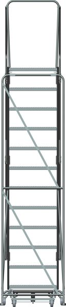 153 in H Steel Rolling Ladder, 12 Steps