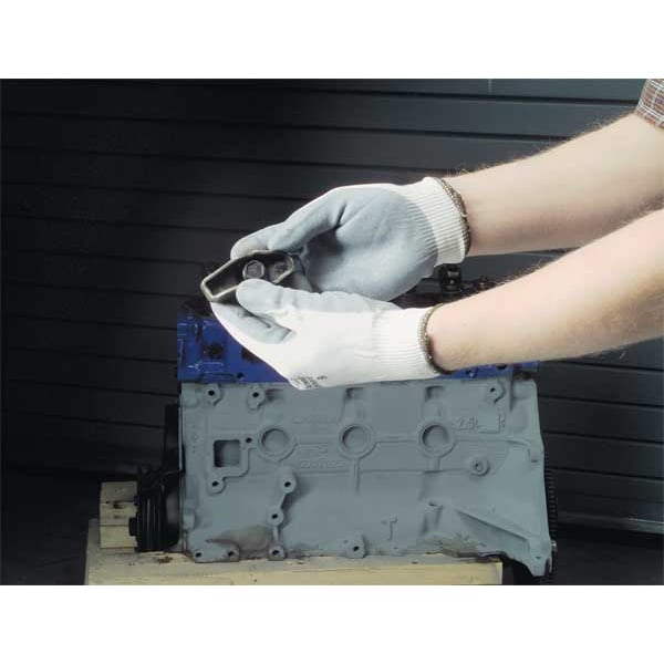 Foam Nitrile Coated Gloves, Palm Coverage, White/Gray, M, PR