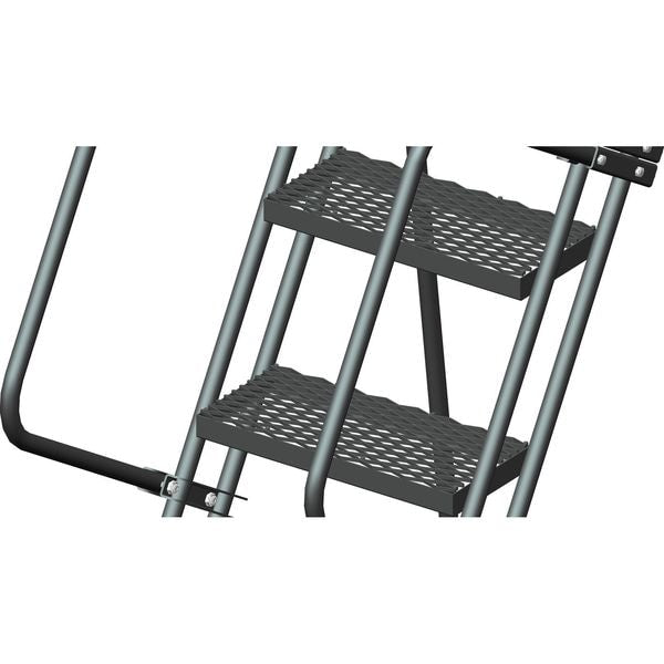 113 in H Steel Stock Picking Rolling Ladder, 8 Steps