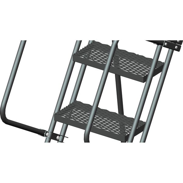 113 in H Steel Rolling Ladder, 8 Steps