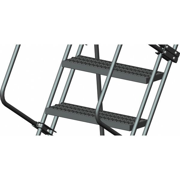 113 in H Steel Rolling Ladder, 8 Steps