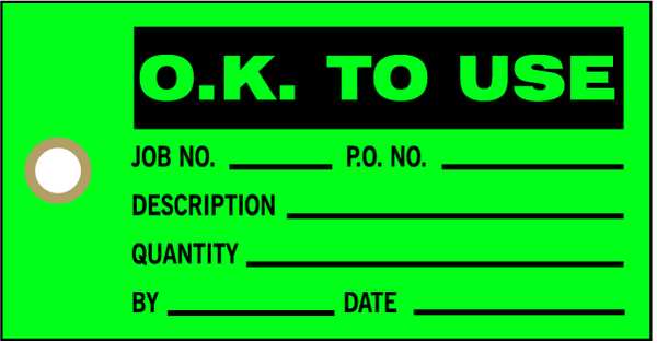 Prod Stat Tag, 3 x 5-3/4 In, Bk/Grn, PK100