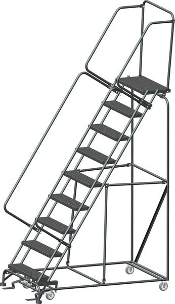 123 in H Steel Rolling Ladder, 9 Steps