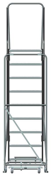 123 in H Steel Rolling Ladder, 9 Steps