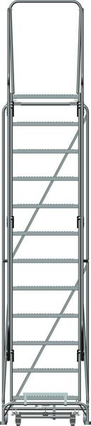 153 in H Steel Rolling Ladder, 12 Steps
