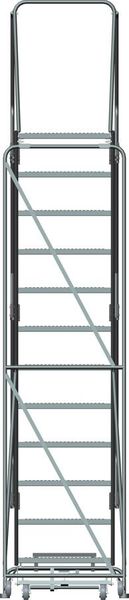 153 in H Steel Rolling Ladder, 12 Steps