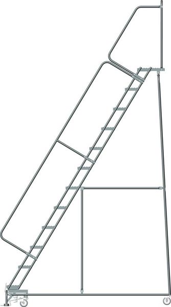 153 in H Steel Rolling Ladder, 12 Steps