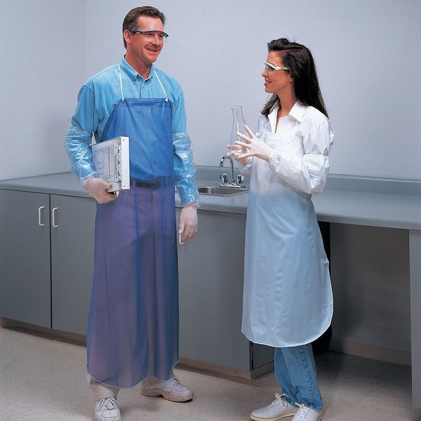 Alphatec Chemical Resistant Bib Apron, Vinyl, Light Duty, 6 mil, 44 in Length, Universal Size