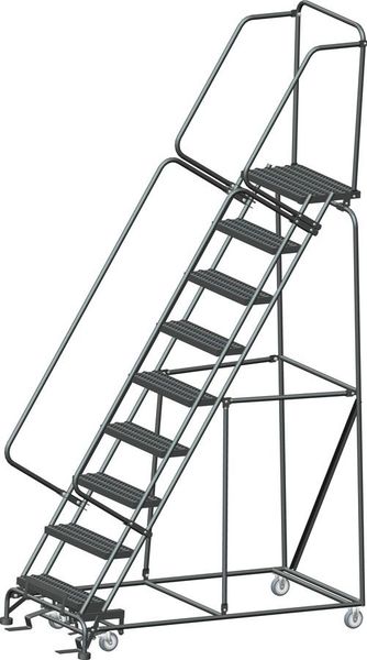 123 in H Steel Rolling Ladder, 9 Steps