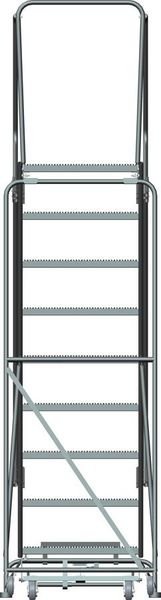 123 in H Steel Rolling Ladder, 9 Steps