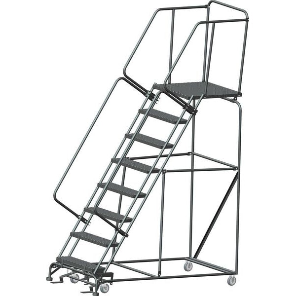 113 in H Steel Stock Picking Rolling Ladder, 8 Steps