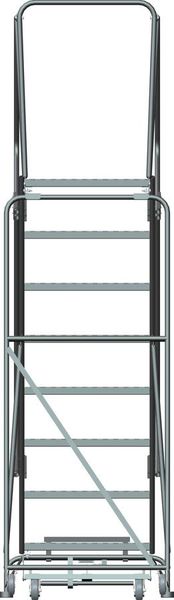 113 in H Steel Rolling Ladder, 8 Steps