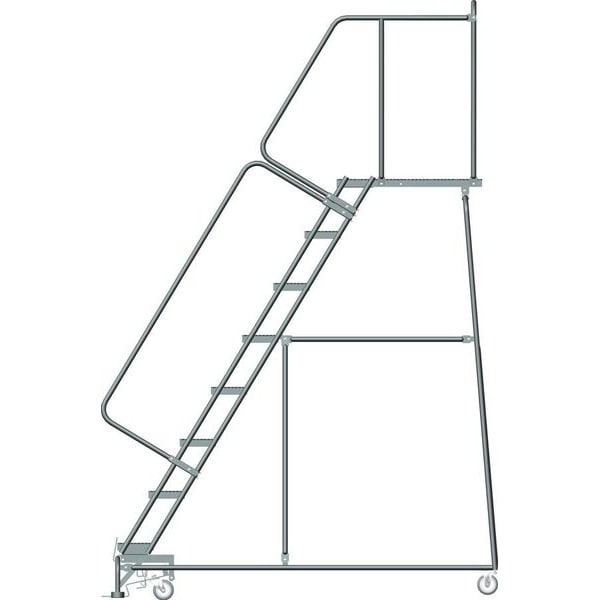 113 in H Steel Stock Picking Rolling Ladder, 8 Steps