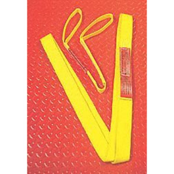 Web Sling, Flat Eye and Eye, 12 ft L, 2 in W, Nylon, Yellow