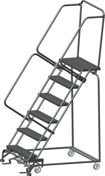 93 in H Steel Rolling Ladder, 6 Steps