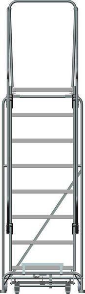 113 in H Steel Rolling Ladder, 8 Steps