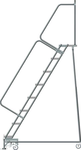 113 in H Steel Rolling Ladder, 8 Steps
