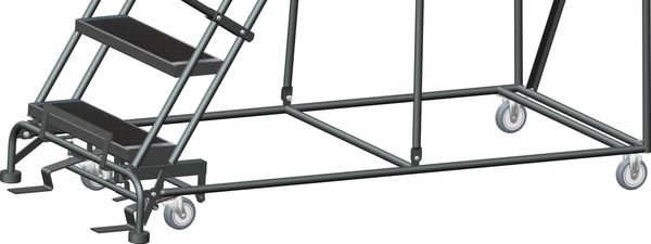 133 in H Steel Rolling Ladder, 10 Steps