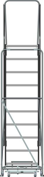 133 in H Steel Rolling Ladder, 10 Steps