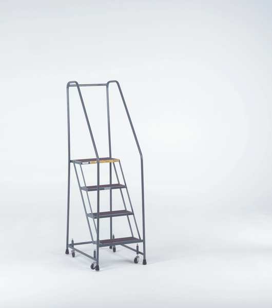 58 1/2 in H Steel Rolling Ladder, 3 Steps
