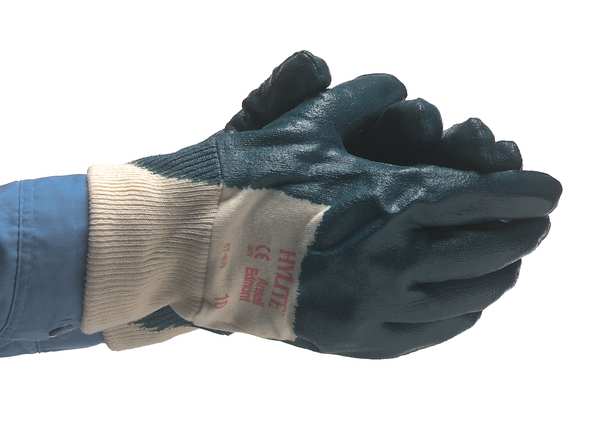 Nitrile Coated Gloves, 3/4 Dip Coverage, Blue, M, PR