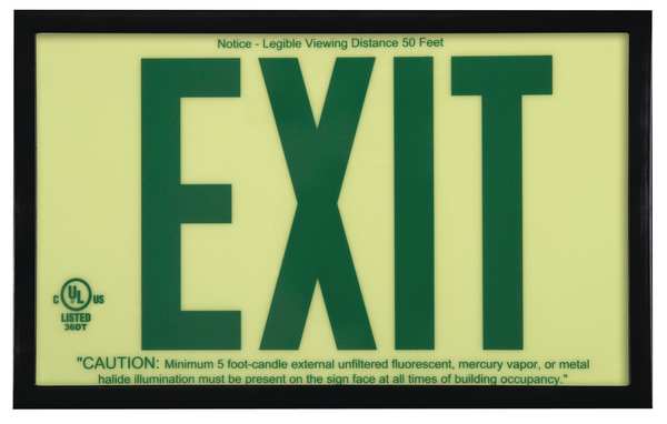 Exit Sign, 7 1/2 in x 13 in, Plastic