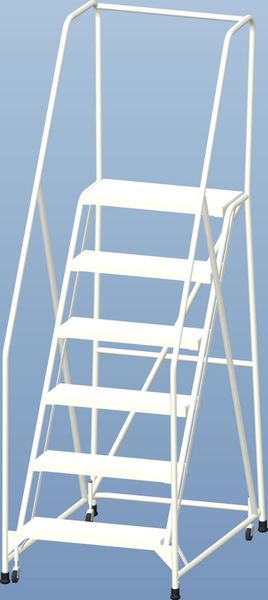 87 in H Aluminum Rolling Ladder, 6 Steps