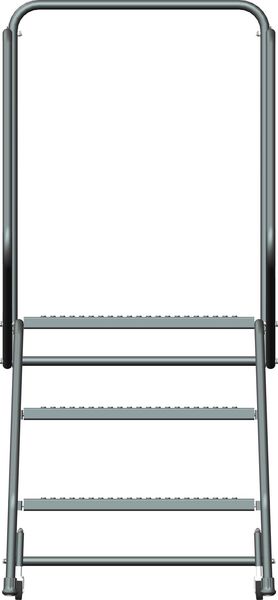 58 1/2 in H Steel Rolling Ladder, 3 Steps