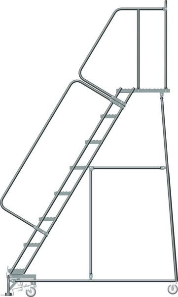 113 in H Steel Rolling Ladder, 8 Steps