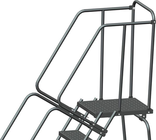 113 in H Steel Rolling Ladder, 8 Steps