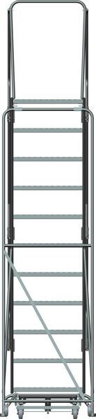143 in H Steel Rolling Ladder, 11 Steps