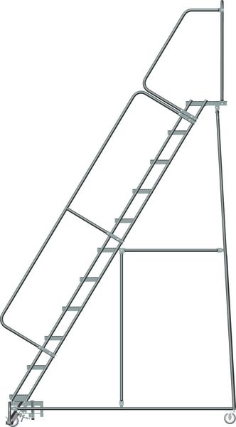 143 in H Steel Rolling Ladder, 11 Steps