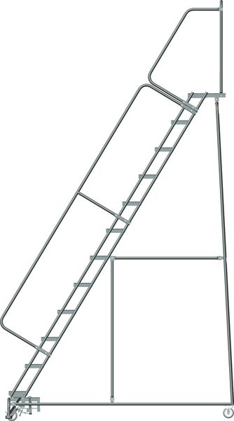 153 in H Steel Rolling Ladder, 12 Steps
