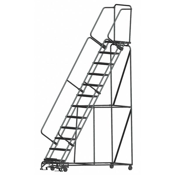 153 in H Steel Rolling Ladder, 12 Steps