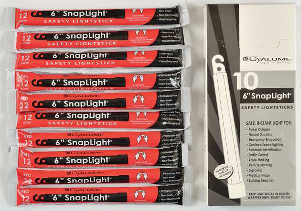 Lightstick, Red, 12 hr., 6 In. L, PK10