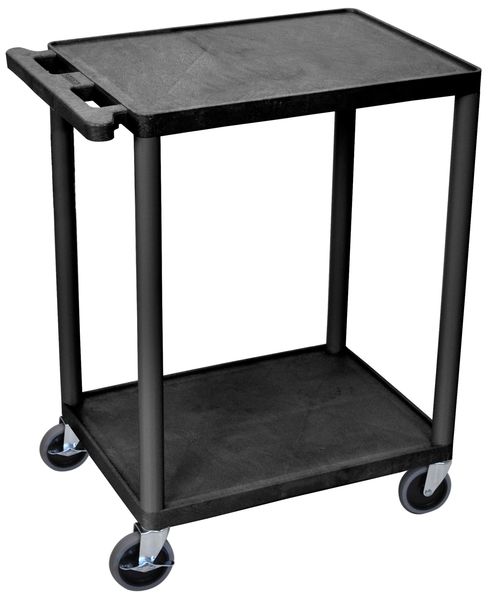 Polyethylene Utility Cart with Lipped Plastic Shelves, Flat, 2 Shelves, 300 lb