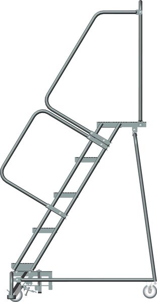 83 in H Steel Rolling Ladder, 5 Steps
