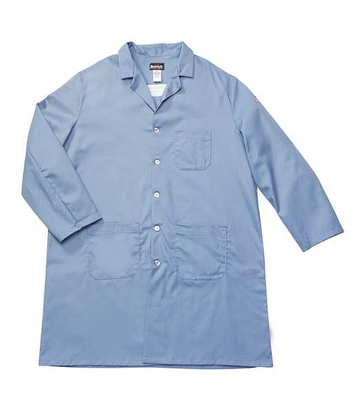 Flame Resistant Lab Coat, Light Blue, Cotton, M