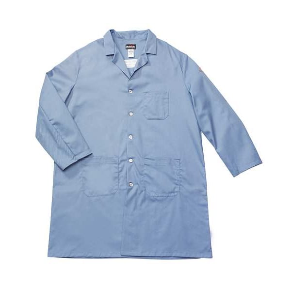 Flame Resistant Lab Coat, Light Blue, Cotton, 2XL