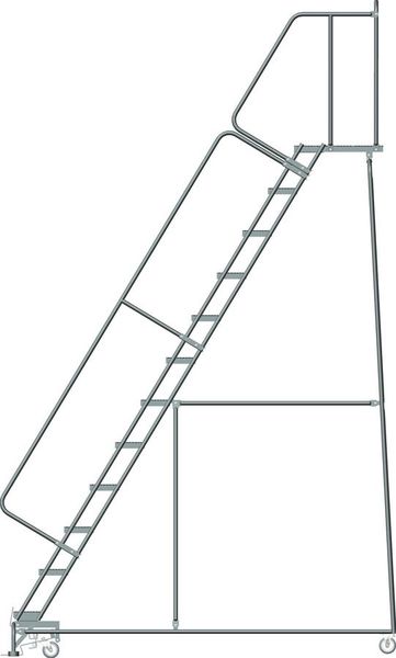 153 in H Steel Stock Picking Rolling Ladder, 12 Steps