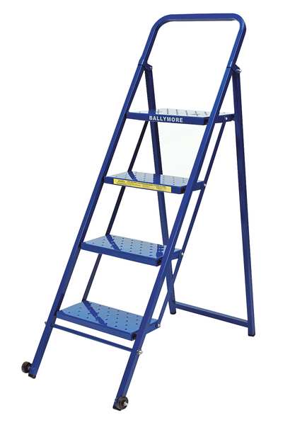 46 in H Steel Folding Rolling Ladder, 3 Steps