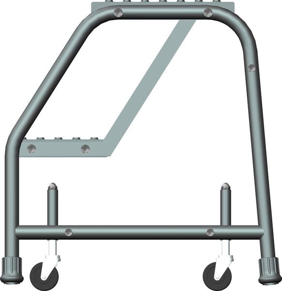 19 in H Steel Rolling Ladder, 2 Steps