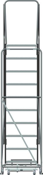 133 in H Steel Rolling Ladder, 10 Steps